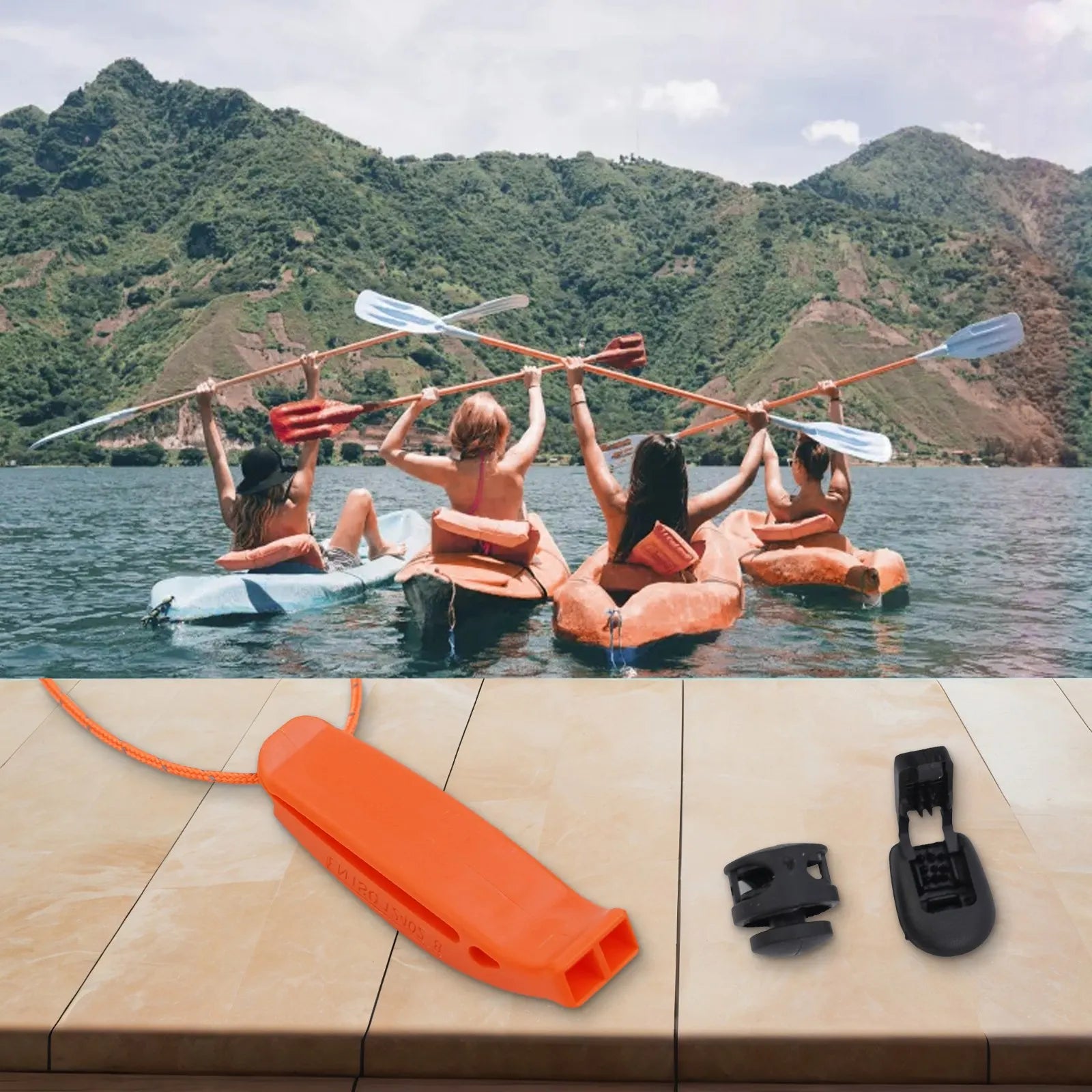 Dual-Frequency Safety Whistle – Pealess, Loud, Waterproof-Ready | Scuba Diving, Kayaking & Emergency Safety | Orange & Black