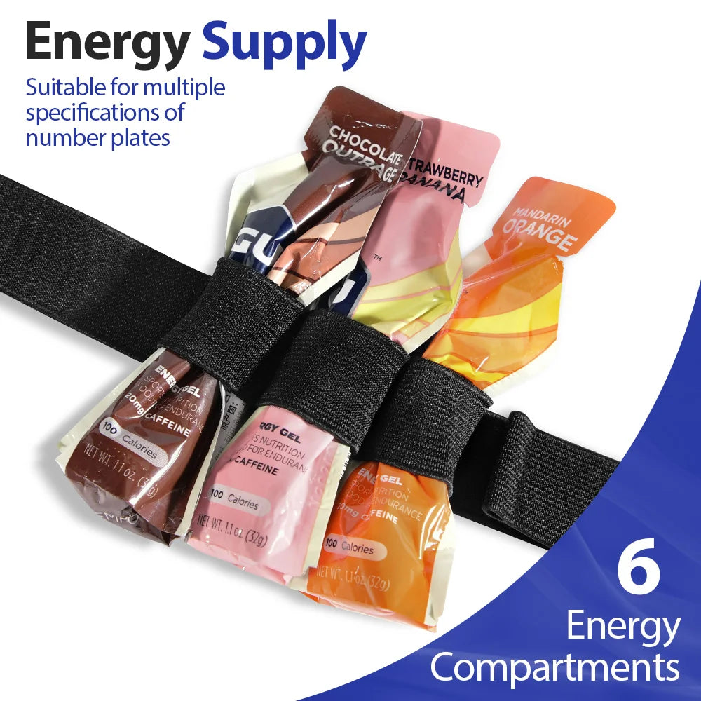 Race Number Belt with 6 Gel Loops | Unisex Bib Holder for Running, Triathlon & Cycling