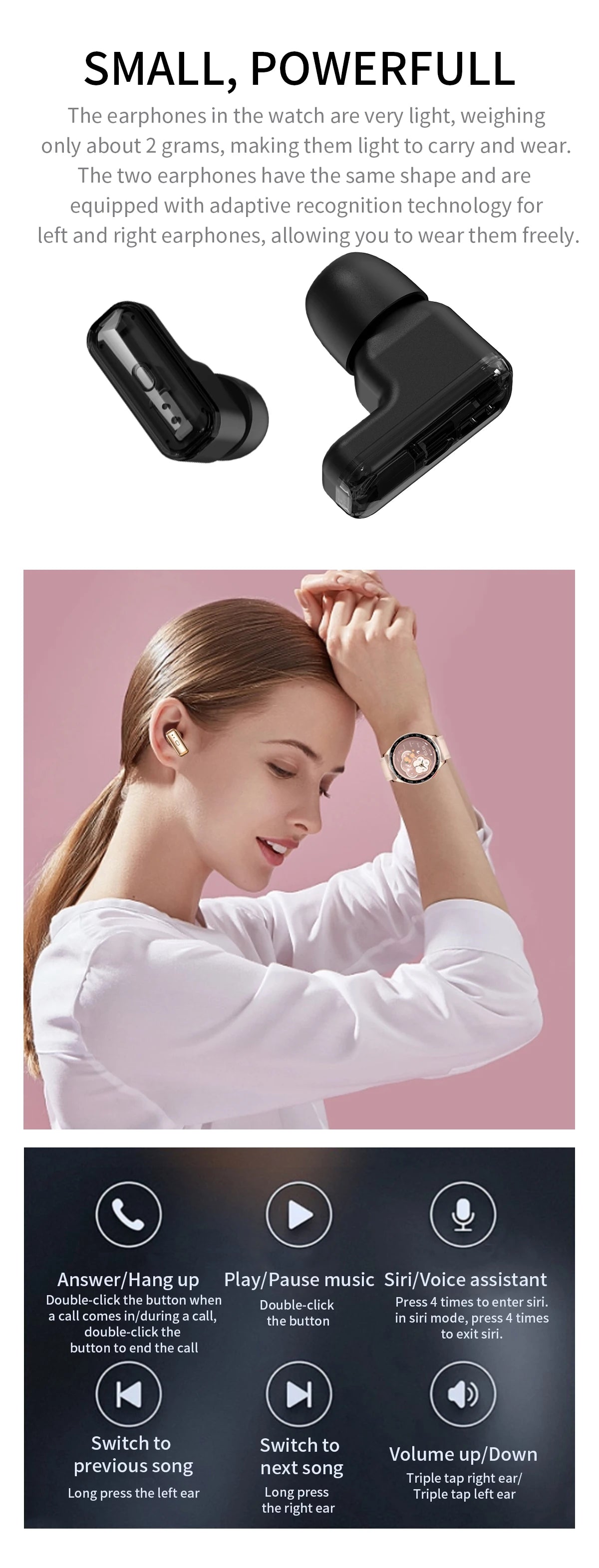 Running Tech Gear: New TWS 2-in-1 Bluetooth Smart Watch With Earphones HIFI 9D For Android iOS / Rungear