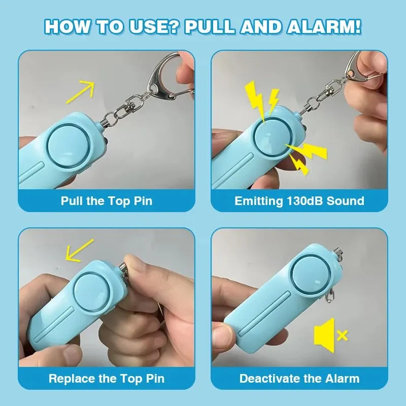 Running Safety Accessories: Portable, Loud Personal Security Alarm Self Defense Keychain 130dB For Safety / Rungear