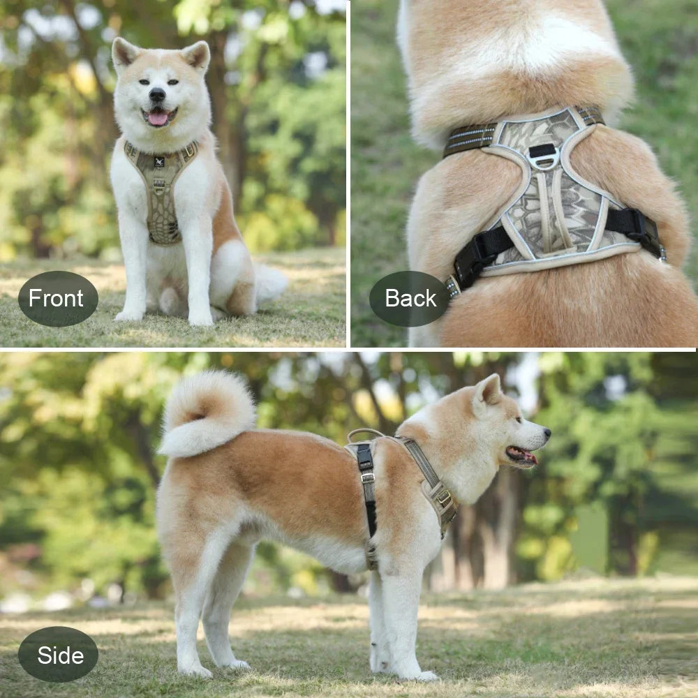 Reflective Pet Accessories: Dog Harness with Vertical Handle, Adjustable Dog Collars for Big Medium Dogs, 1000D Oxford Cloth / Rungear