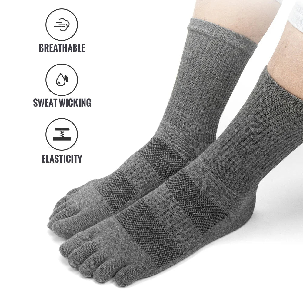 Five Finger Toe Socks | Arch Support Running Socks with Moisture-Wicking Cotton | 1, 2 or 3 Pairs