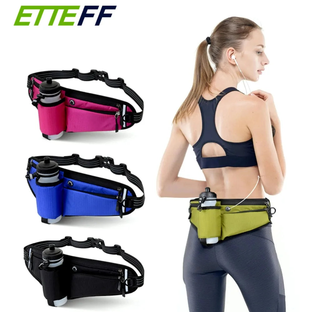 Hydration Gear Accessories: Waterproof, Adjustable, Reflective Hydration Running Belt with 90° No-Bounce Bottle Holder for Hiking, Running, Walking / Rungear