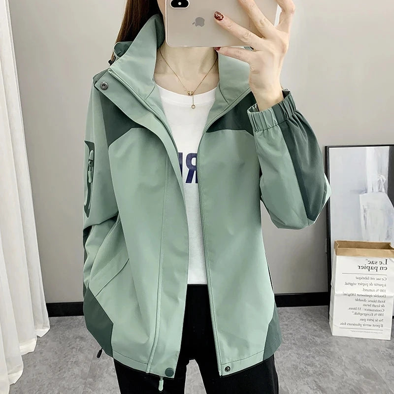 Women's Jacket Apparel: Waterproof, Windproof, Single-layer, Long Sleeved Hooded Jacket with Zipper / Rungear