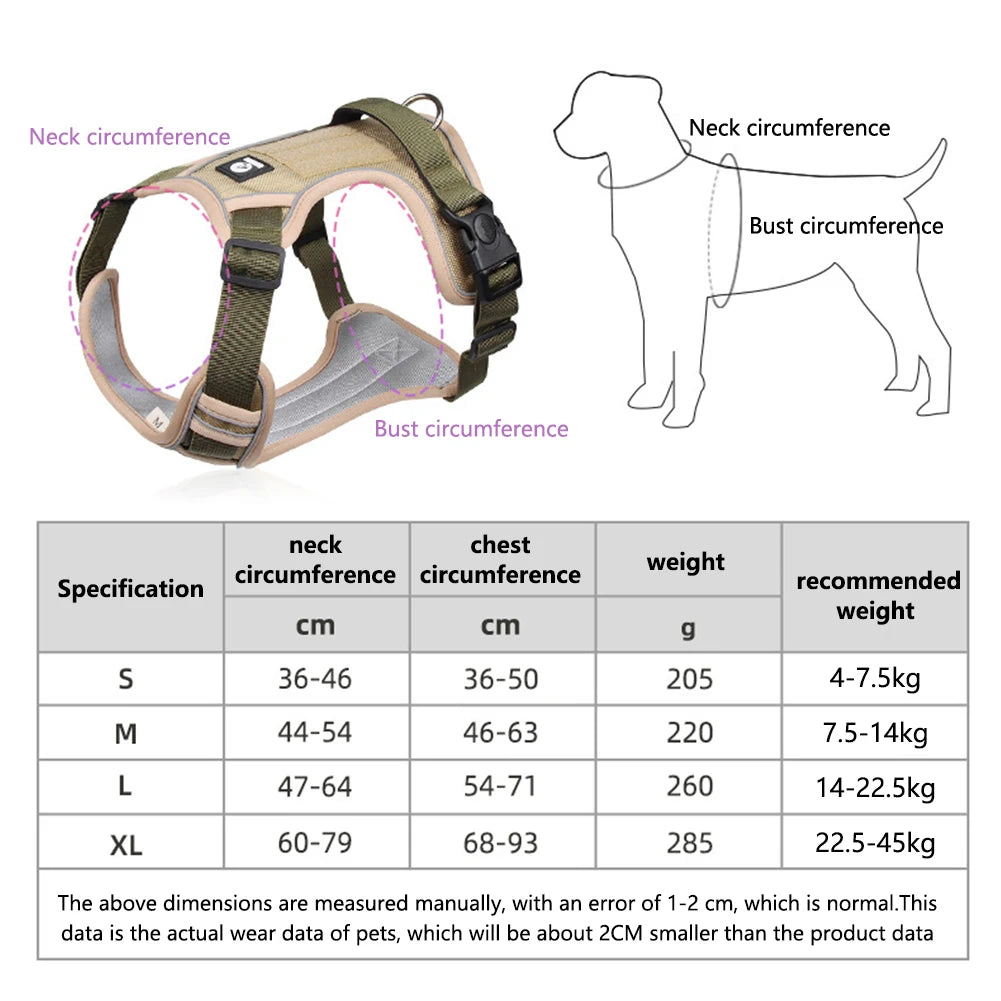 Reflective Oxford Cloth Dog Harness Vest | Adjustable Buckle for Medium & Large Dogs | S–XL