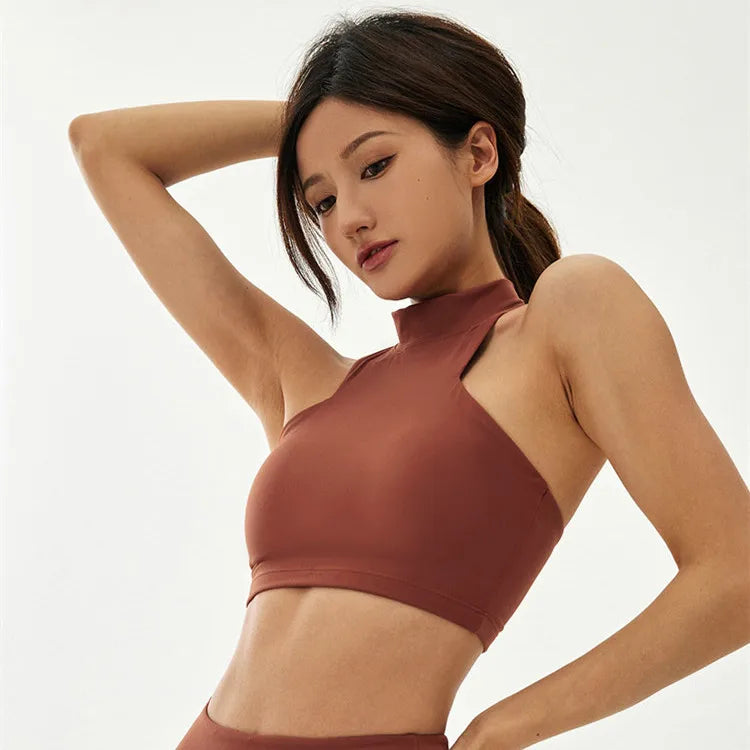 Women's High Neck Compression Sports Bra | Quick Dry, Elastic Back | RUNGEAR