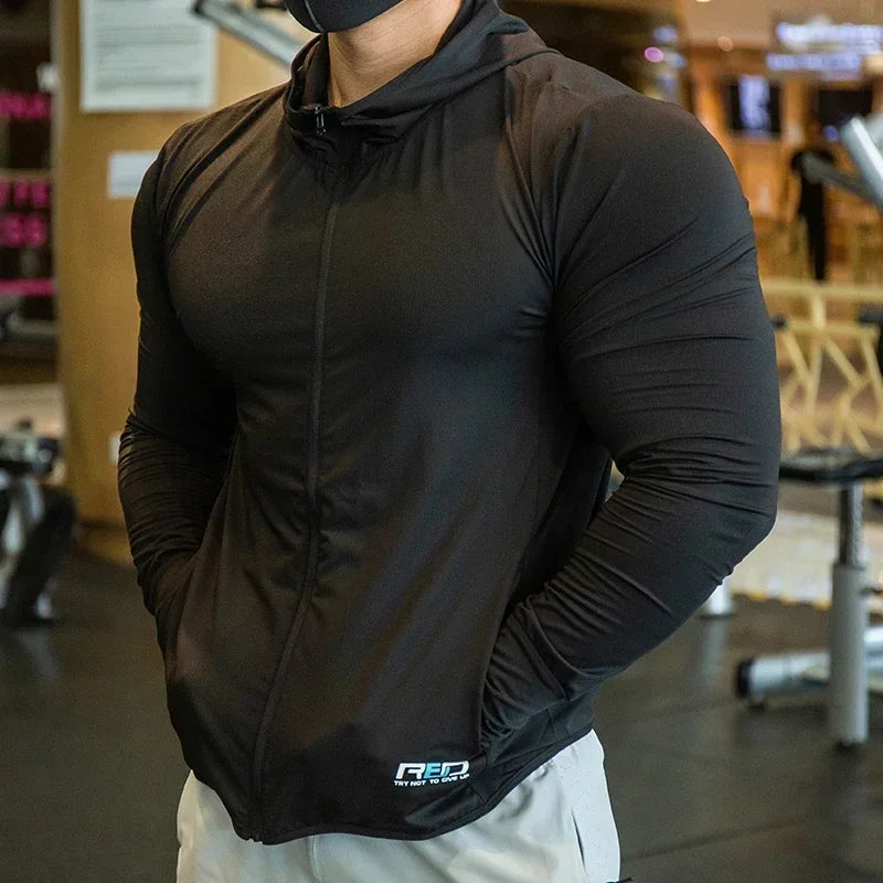Men's Running Clothing: Waterproof, Ice Silk, Quick-Dry, Hooded Windbreaker Sports Jackets / Rungear