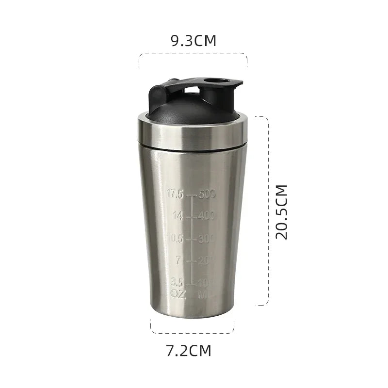 Stainless Steel Protein Shaker Bottle – 304 Steel, Leak-Proof Flip Lid | 500ml & 740ml