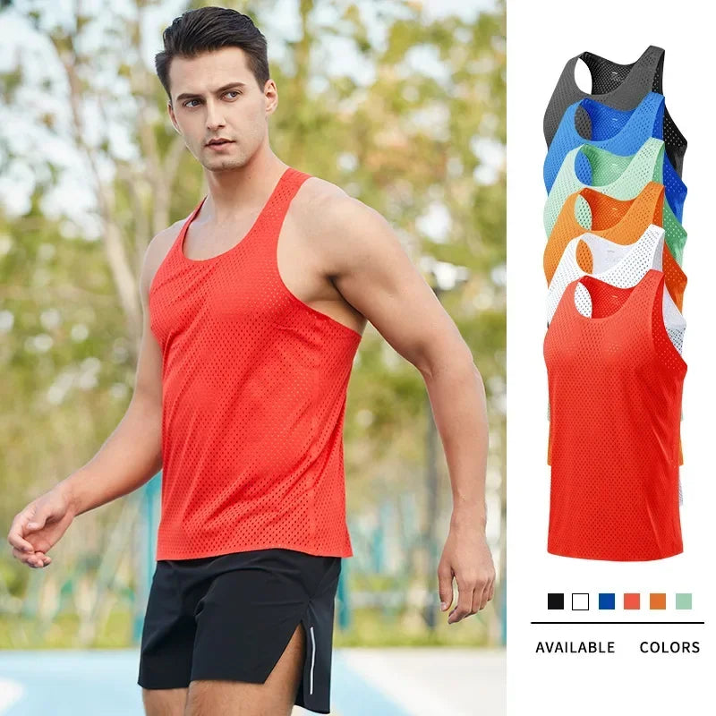 Men's Running Marathon Apparel: Summer, Sleeveless Marathon Long Distance Running, Quick-Dry, Breathable Mesh Sports Top / Rungear