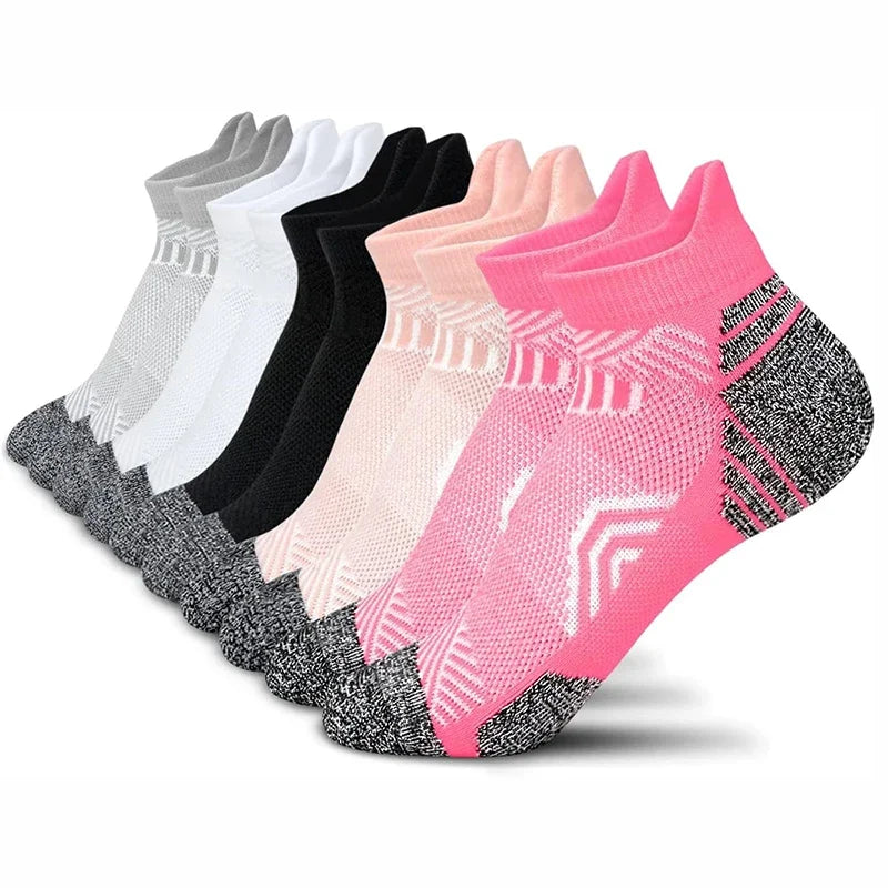 Running Apparel Accessories: 5 Pairs Unisex Ankle Support, Low Cut, Soft Tab Compression Socks / Rungear
