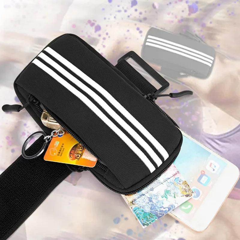 Sports Phone Armband – Dual Zip Pockets, Adjustable Strap, Universal Fit | Running, Gym & Outdoor | Black, Purple, Grey, Pink, Blue & Orange