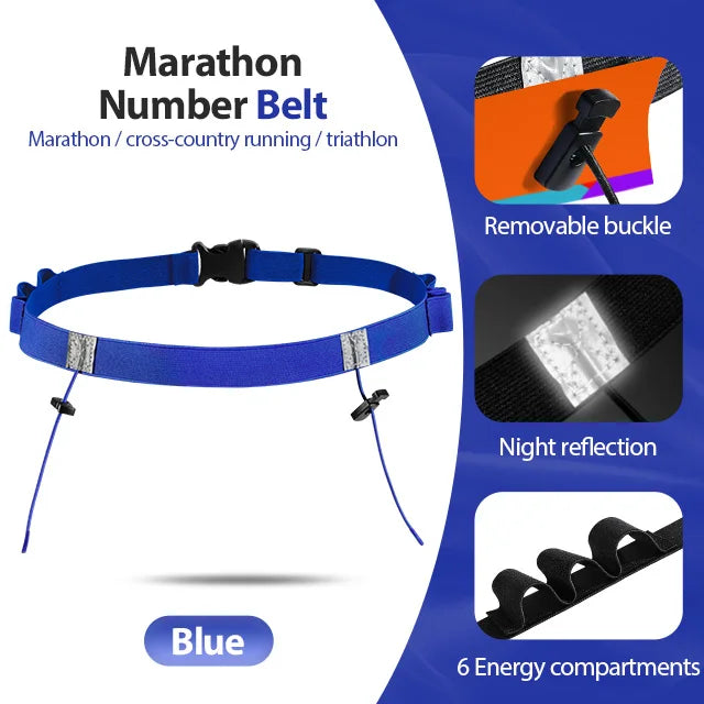 Race Number Belt with 6 Gel Loops | Unisex Bib Holder for Running, Triathlon & Cycling