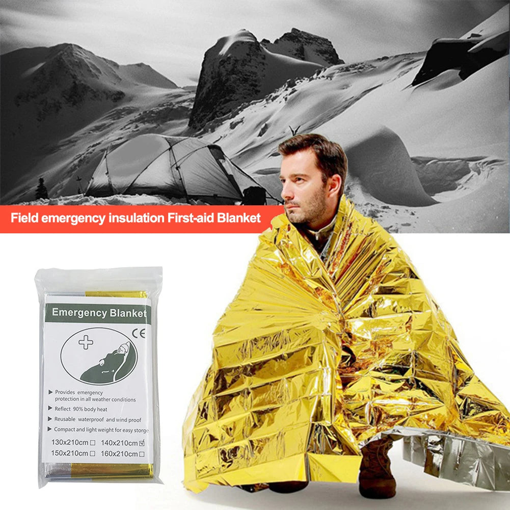 Trail Gear Accessories: 1-10 PC Emergency Thermal, Windproof Foil Survival Blanket / Rungear