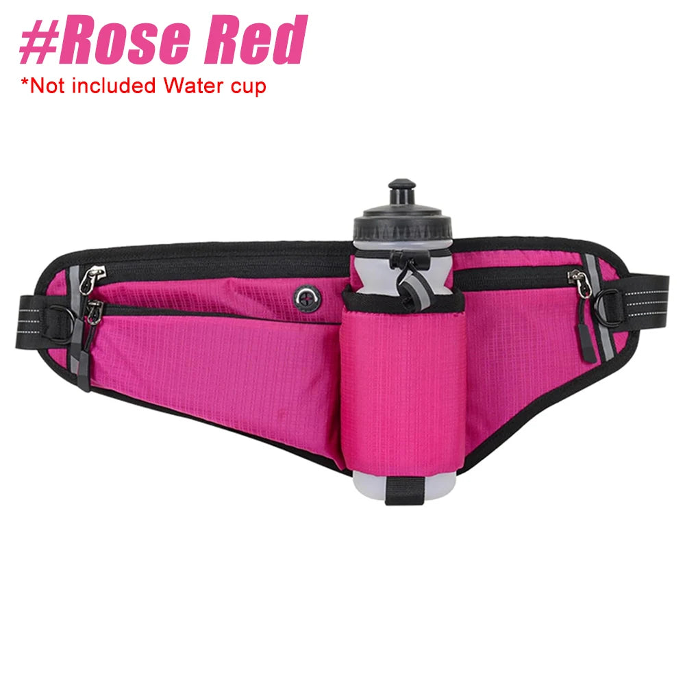 Waterproof Hydration Running Belt with 90° No-Bounce Bottle Holder – Adjustable Reflective Waist Pack for Running, Hiking & Cycling | RUNGEAR