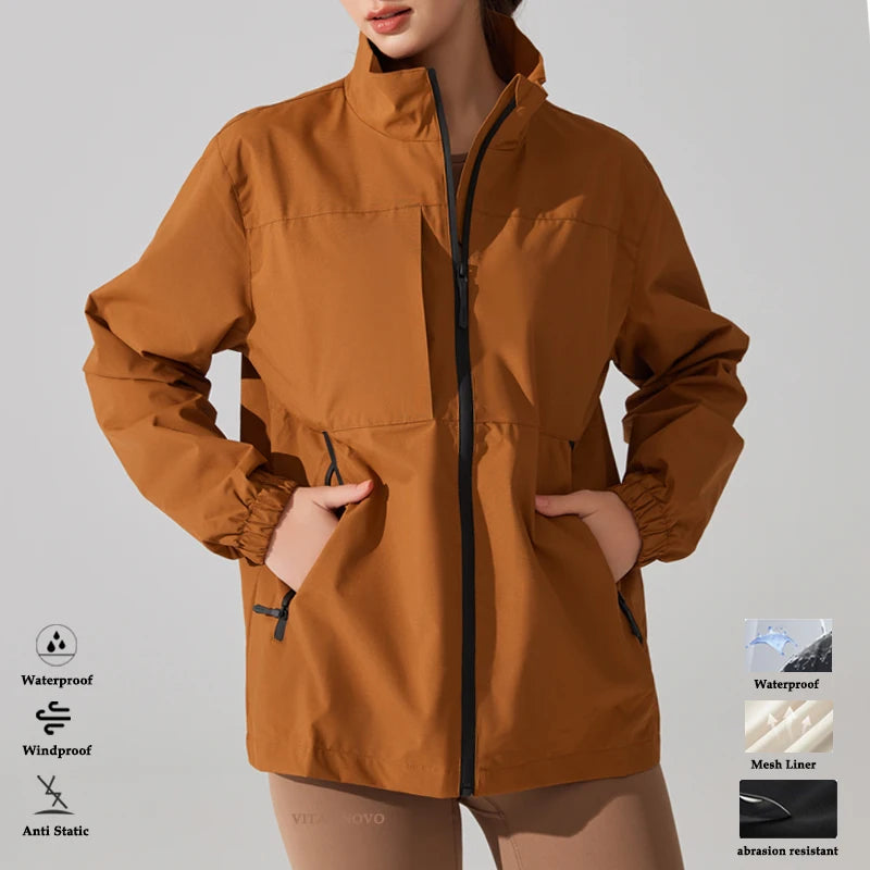 Women's Winter Apparel: Lightweight, Waterproof, Stand Collar, Windbreaker Jacket / Rungear
