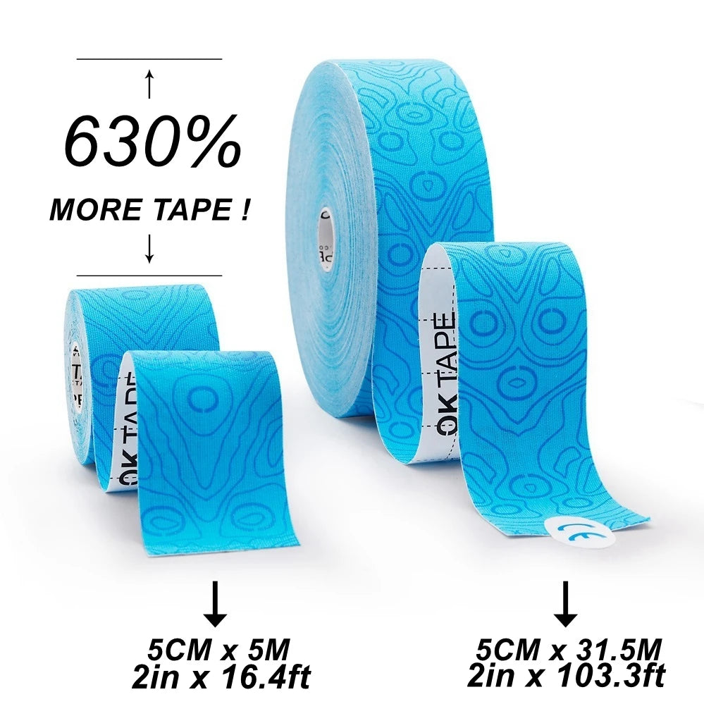 OKTAPE PRO Bulk Kinesiology Tape Roll | 5cm × 31.5m | Latex-Free Elastic Therapeutic Tape