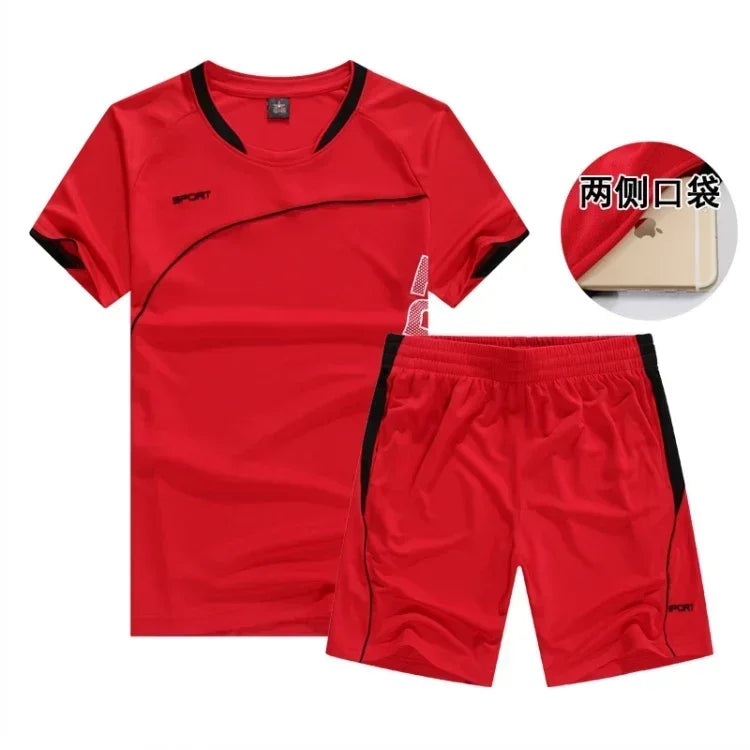 Men's 2-Piece Running Sports Set – Short Sleeve Jersey & Shorts | Gym, Football & Fitness