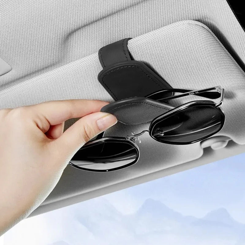 Sunglasses Gear Accessories: Multifunction, Magnetic, Universal Sun Visor Leather Sunglasses Holder Clip / Rungear