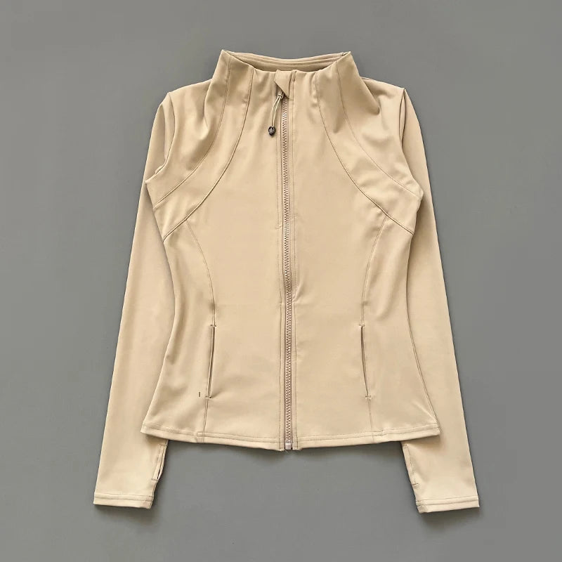 Women's Quick-Dry Slim-Fit Fitness Jacket – Stand-Up Collar, Breathable Zip-Up Yoga & Running Top