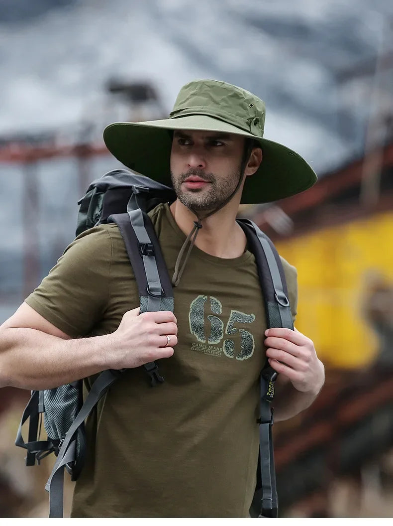 Unisex Wide Brim UV Sun Hat | Breathable Mesh Boonie for Hiking & Fishing