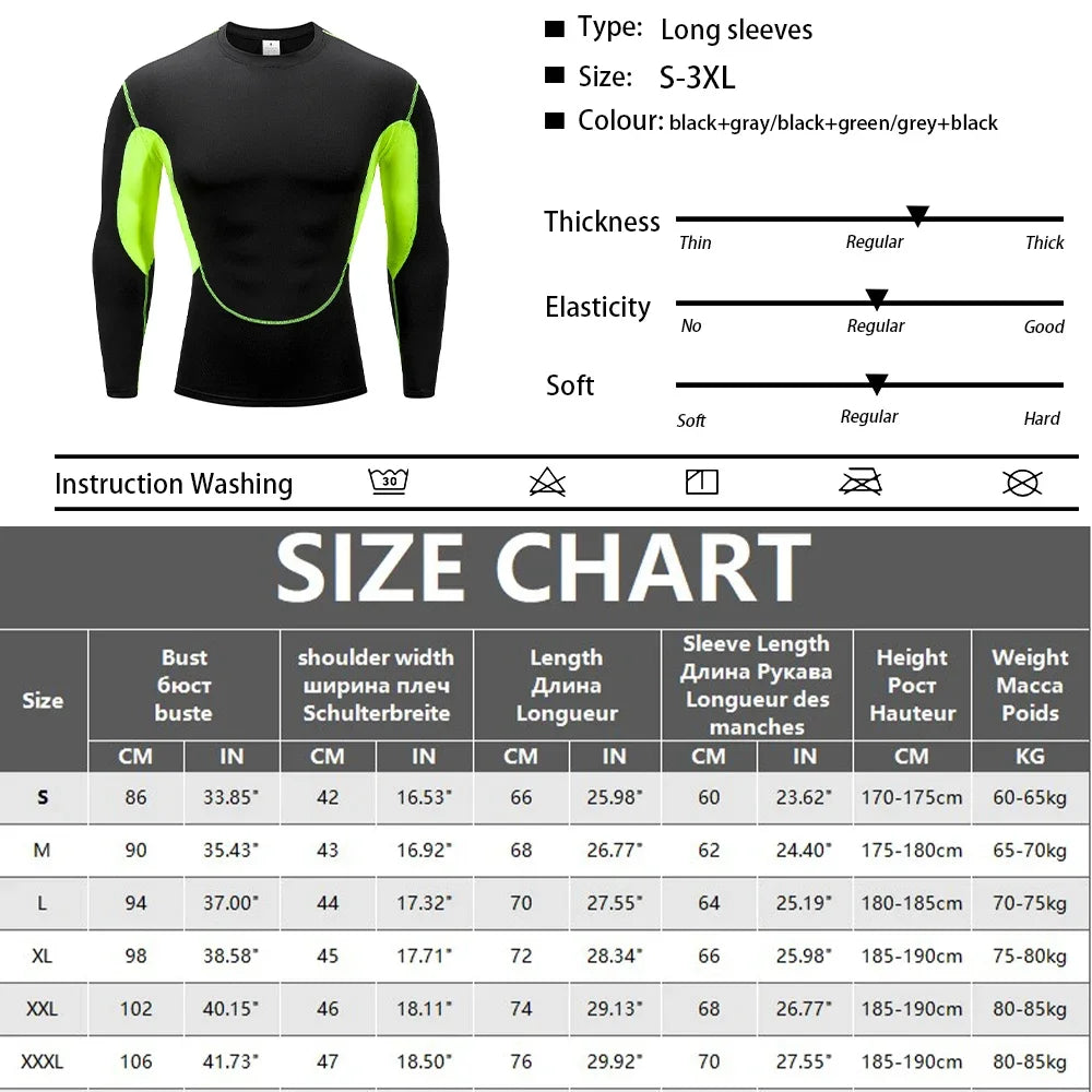 Men's Long Sleeve Compression Shirt – Quick-Dry Training Base Layer | Running & Gym