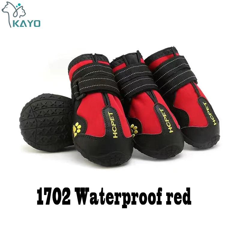 Dog Boots 4-Pack | Waterproof & Breathable, Anti-Slip Rubber Sole, Reflective Velcro Straps | Sizes 1–8 | RUNGEAR