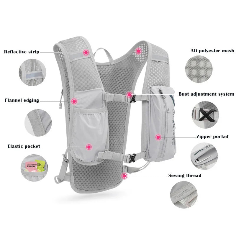 INOXTO 5L Breathable Hydration Vest – Lightweight Running & Cycling Backpack for Marathon & Hiking