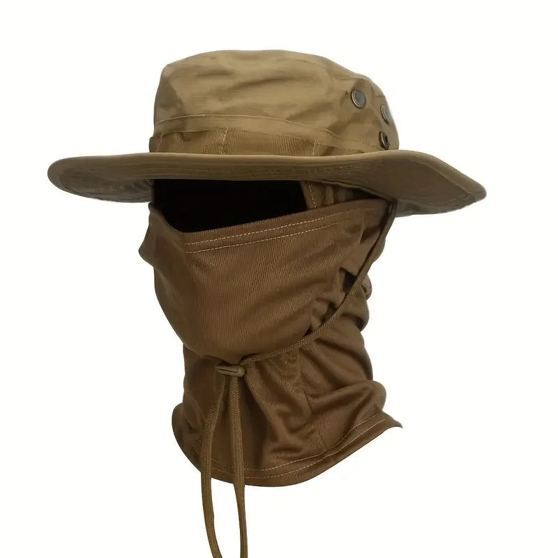 Camouflage Boonie Hat with Integrated Balaclava – Wide Brim, Foldable, UV Protection | Hunting, Fishing & Outdoor | 8 Camo Patterns