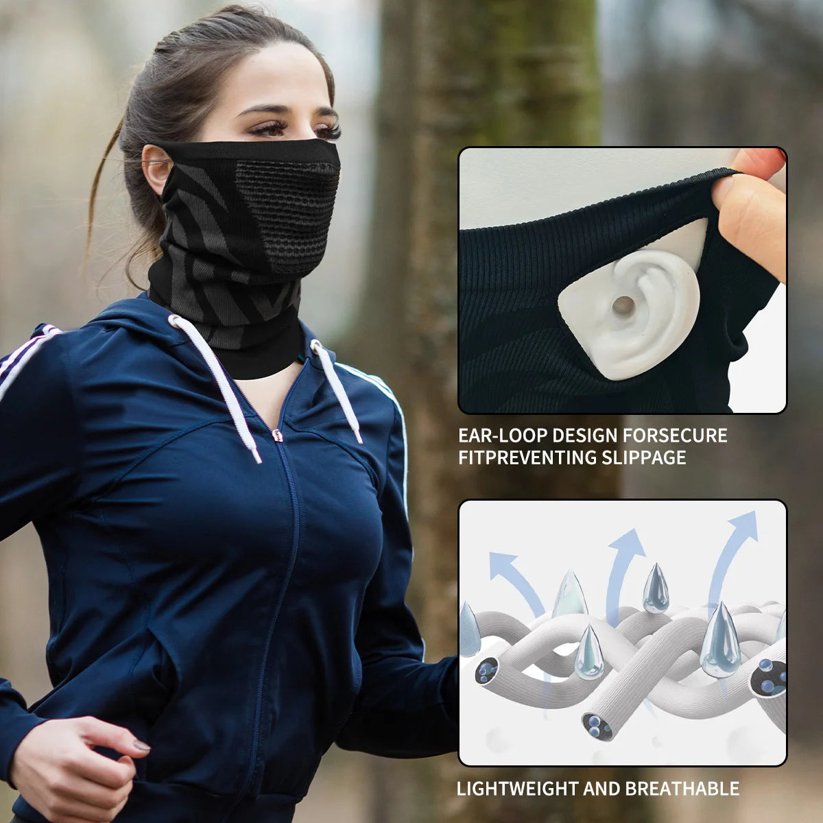Ear-Loop Half-Face Neck Gaiter | Breathable Mesh, Windproof | RUNGEAR