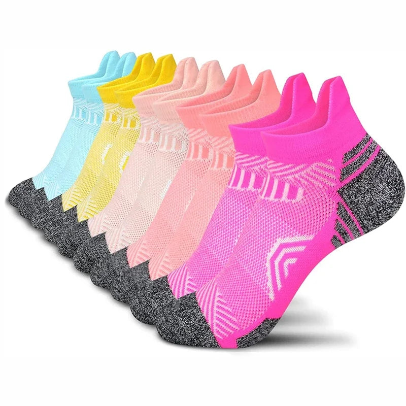 Running Apparel Accessories: 5 Pairs Unisex Ankle Support, Low Cut, Soft Tab Compression Socks / Rungear