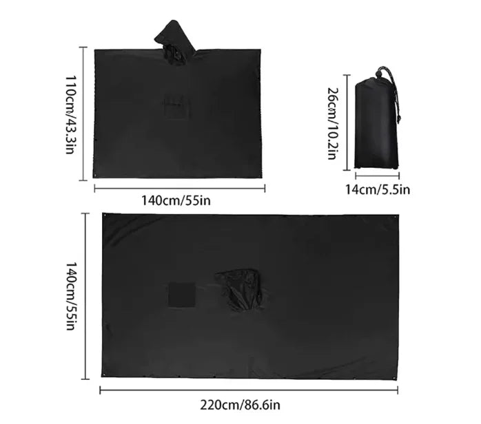 3-in-1 Waterproof Rain Poncho with Sleeves | Running, Hiking & Outdoor