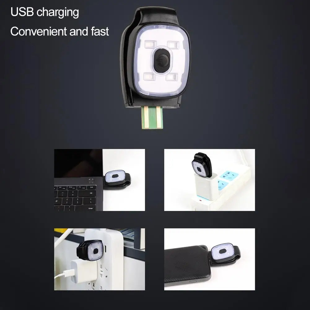 USB Rechargeable LED Clip Headlamp – Lightweight, Waterproof Night Running Safety Light | White & White/Red | RUNGEAR