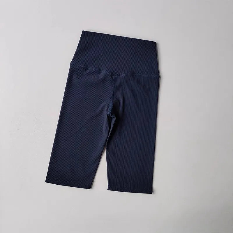 Women's Activewear Apparel: Solid Colour, Ribbed, High Waisted Fitness Sport Shorts / Rungear