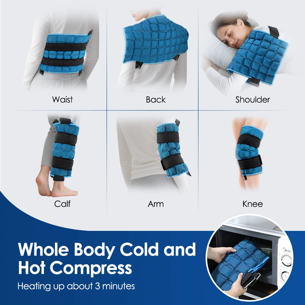 Large Reusable Hot & Cold Gel Ice Pack Wrap – Therapy Pad for Back, Knee, Shoulder & Neck