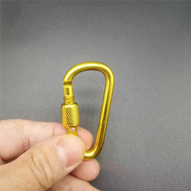 Aluminium D-Ring Locking Carabiner | Screw-Lock Clip for Hiking & Camping