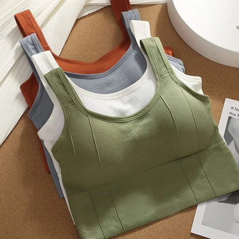 Breathable Anti-Sweat Shockproof Seamless Push Up Sports Bra Crop Top For Running, Hiking, Walking Fitness Yoga Workout