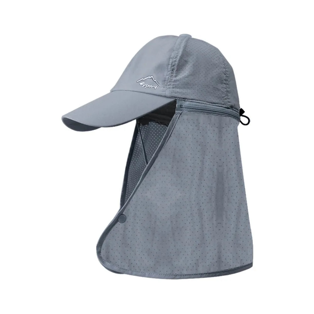 Unisex Breathable Detachable Mask Wide Brimmed Bucket Sunhat For All Outdoor Sports