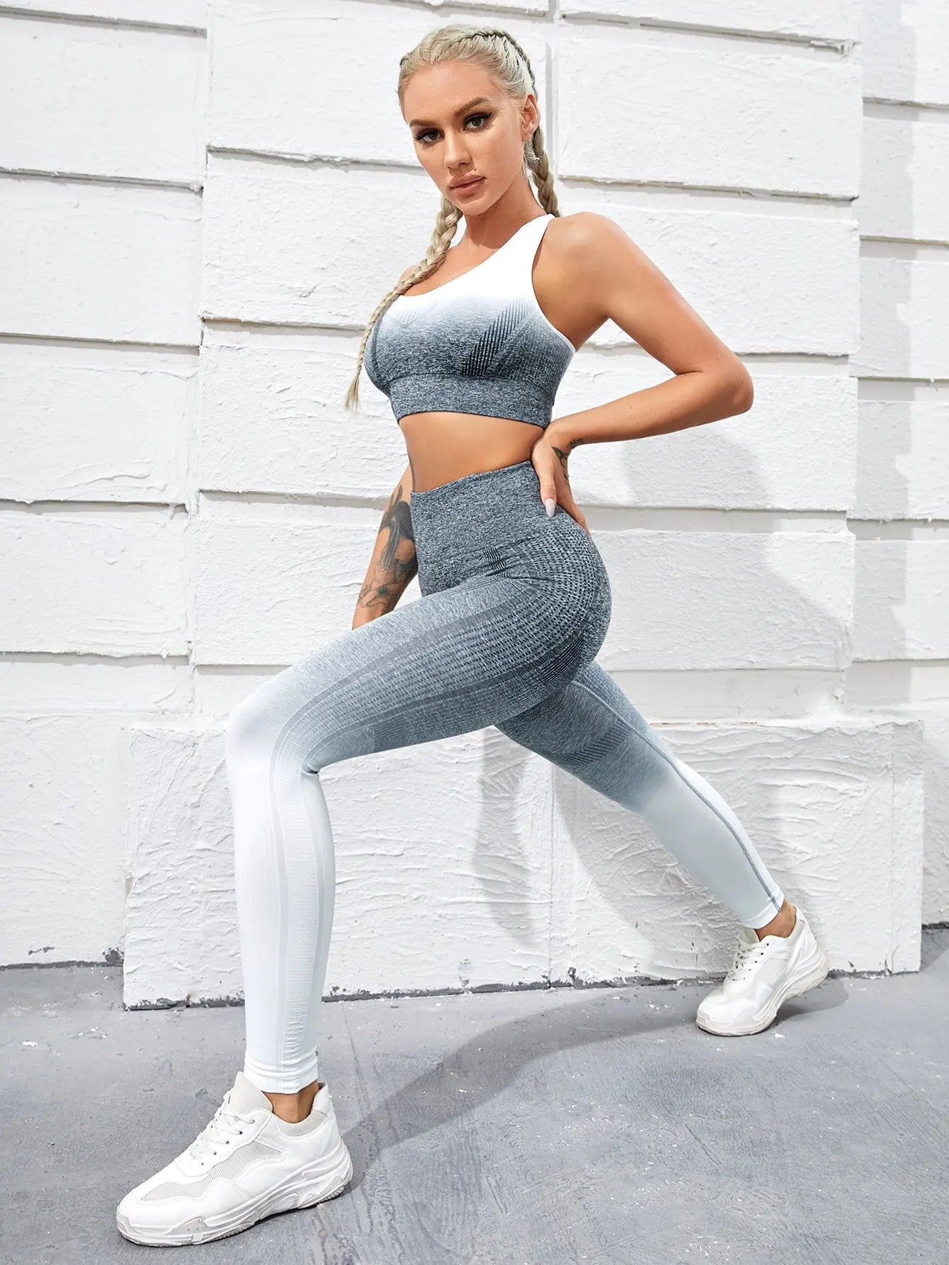 Women's Activewear Sets: 2PC Seamless Sports Bra Tank Tops with Leggings Fitness Sets / Rungear