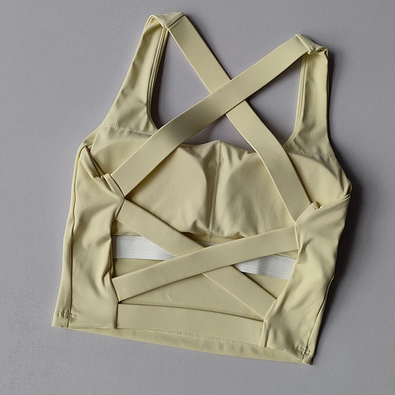 Women's Cross-Strap Wrap Sports Bra | Breathable Push-Up Gym & Yoga Bralette | RUNGEAR