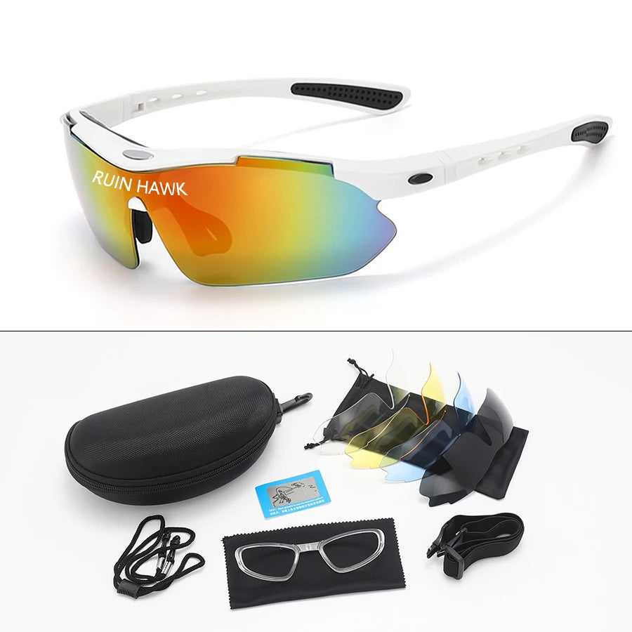 UV400 Sports Sunglasses with 5 Interchangeable Lenses | Running, Cycling & Outdoor