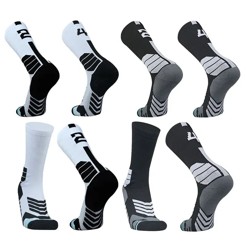 Running Compression Gear: Unisex, High Quality, Towel Bottom, Compression Sports Socks With Number Print / Rungear