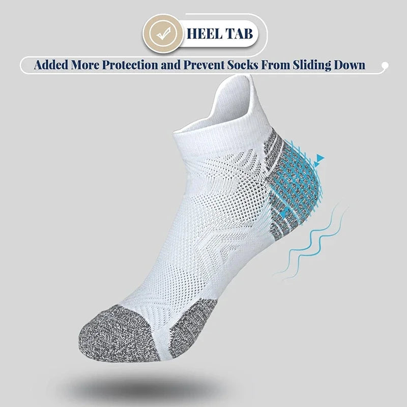 Running Apparel Accessories: 5 Pairs Unisex Ankle Support, Low Cut, Soft Tab Compression Socks / Rungear