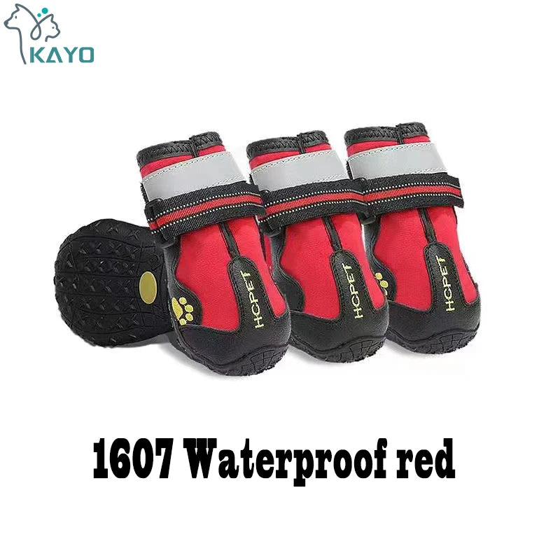 Dog Boots 4-Pack | Waterproof & Breathable, Anti-Slip Rubber Sole, Reflective Velcro Straps | Sizes 1–8 | RUNGEAR