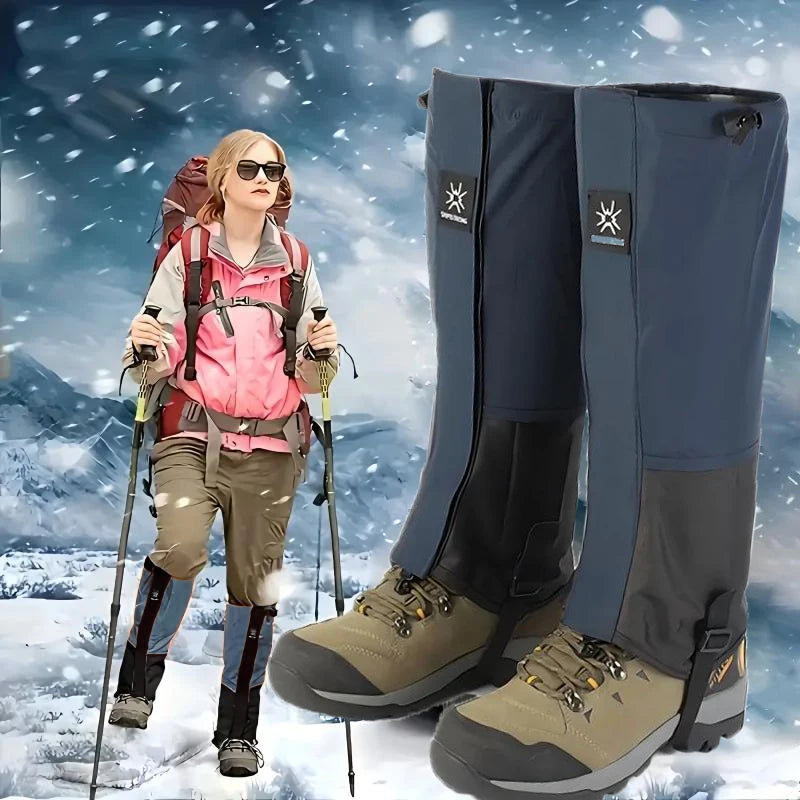 Waterproof Knee-High Hiking & Snow Gaiters | Adjustable Unisex Leg Gaiters with Rubber Foot Strap
