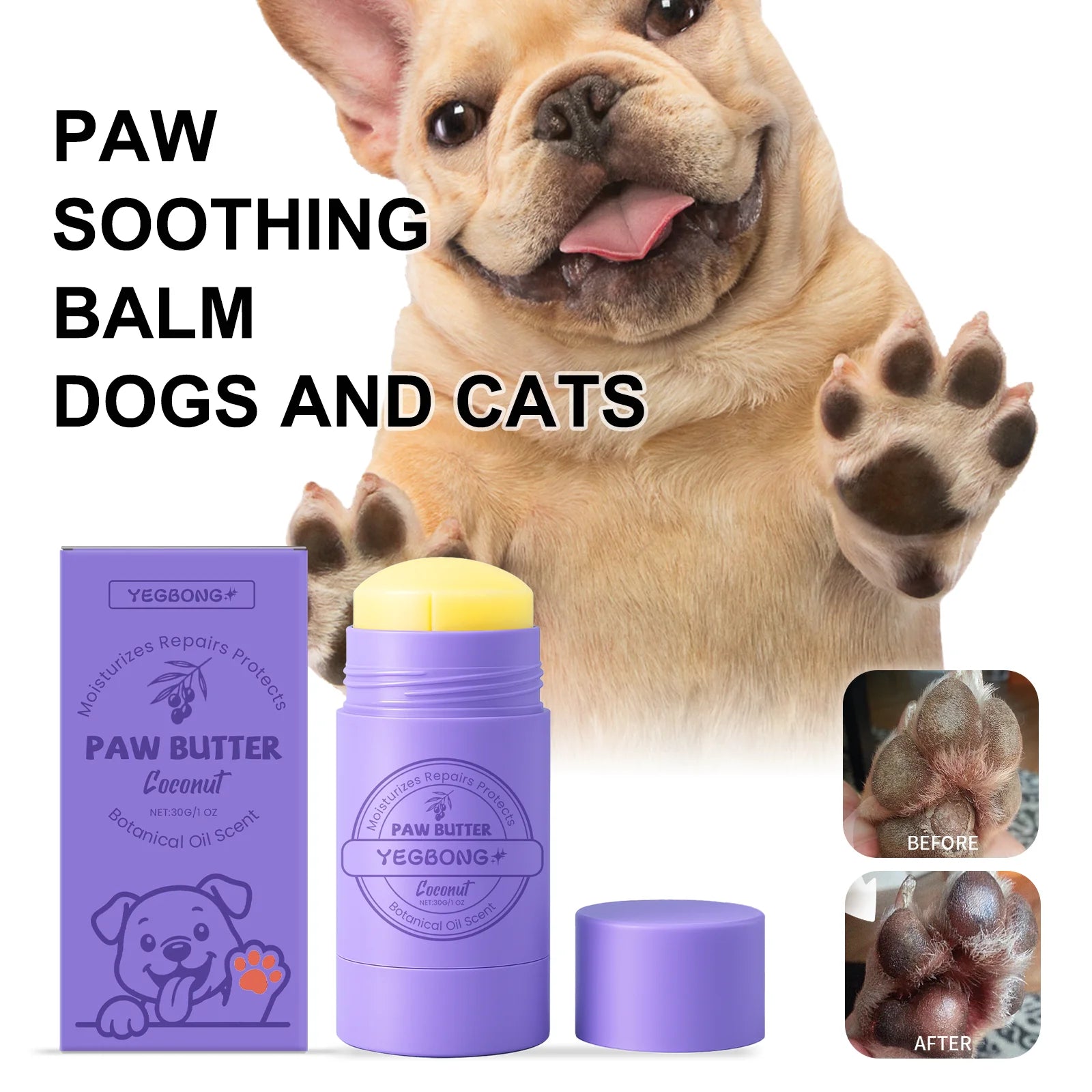 Moisturizing Natural Paw Pad Soothing Balm With Beeswax And Mineral Oil For Dogs and Cats 30g