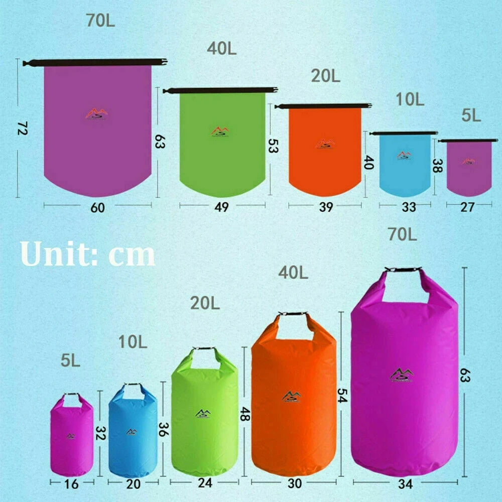 Waterproof PVC Roll-Top Dry Bag | Roll-Top Buckle Closure, Shoulder Strap Loop | Available in 5L–70L | RUNGEAR