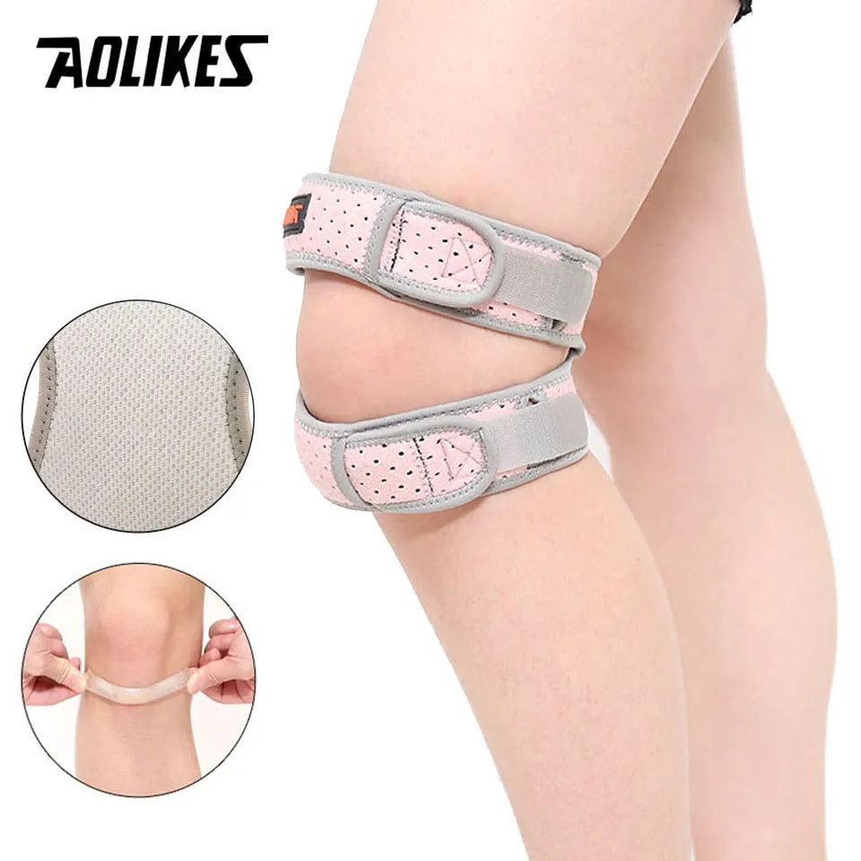 AOLIKES Adjustable Patella Knee Strap – Double Compression Support for Running & Sports