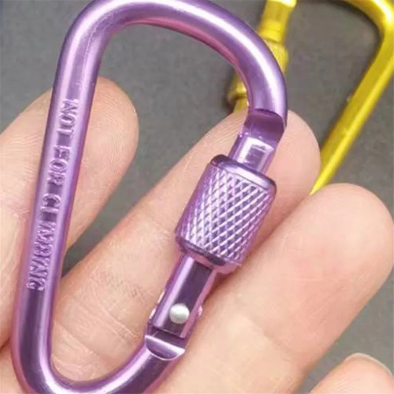 Aluminium D-Ring Locking Carabiner | Screw-Lock Clip for Hiking & Camping