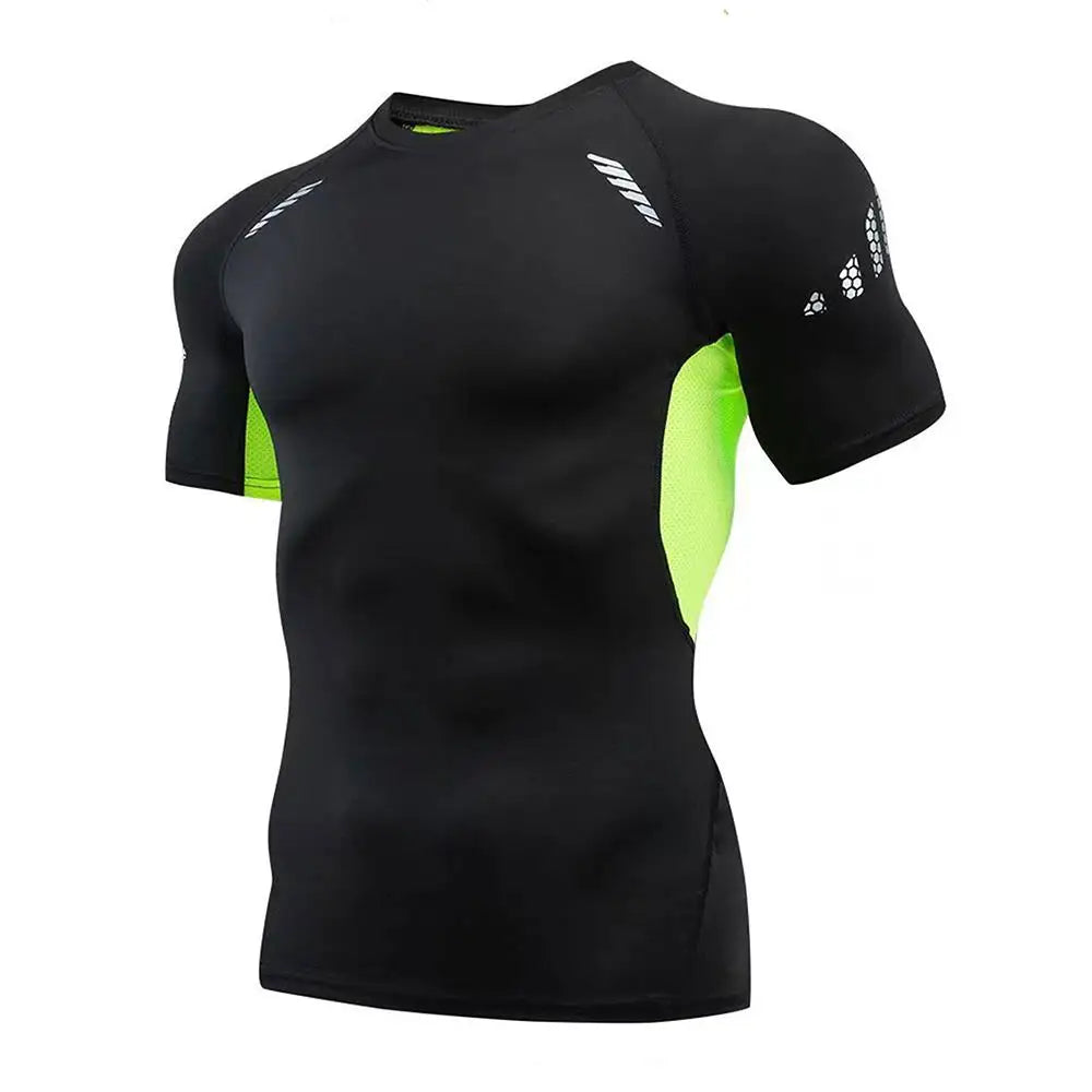 Men's Compression Training Shirt – Short Sleeve Rashguard for Running & Gym Workouts