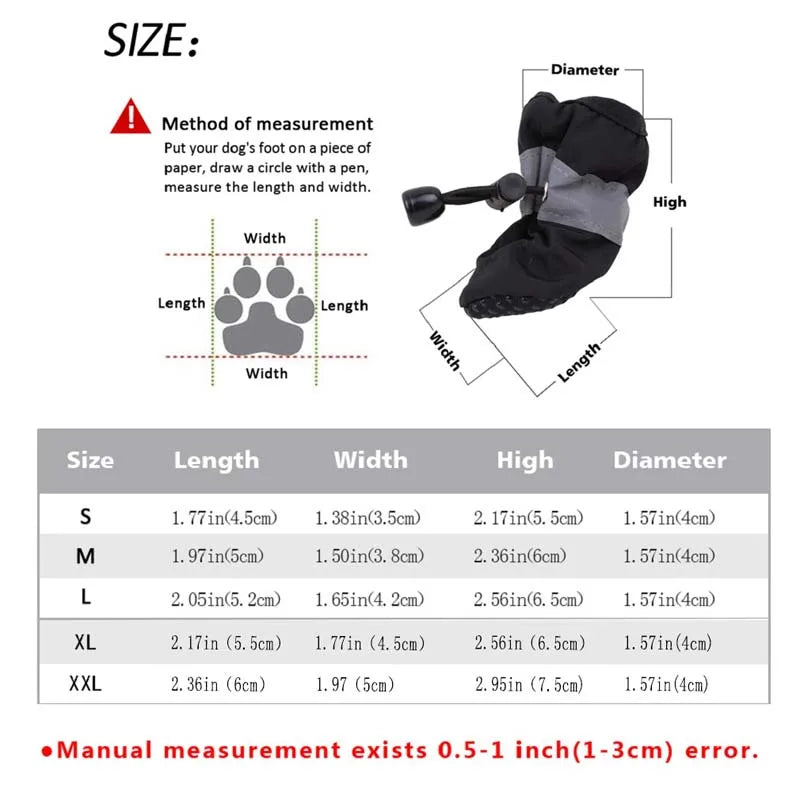 Warm Anti-Slip Cotton Dog Shoes & Socks | Thick Protective Boots for Small Dogs & Cats | Set of 4 | RUNGEAR